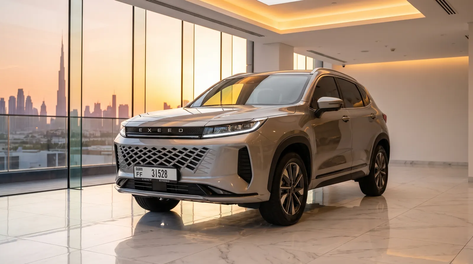 EXEED LX Grey — economy car rental in Dubai, UAE