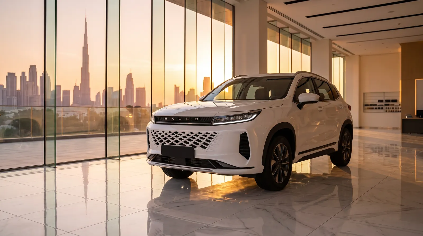 EXEED LX White — economy car rental in Dubai, UAE